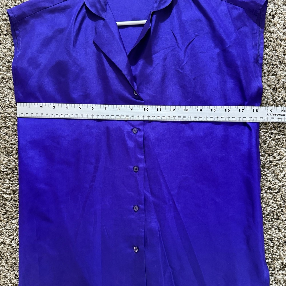 Vintage The Birds 100% Silk Blouse Purple Size 9/10 Made in Hong Kong Sleeveless - Picture 4 of 7